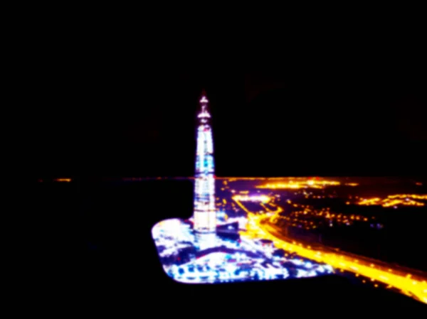 Onscherpe Achtergrond Luchtfoto Nacht Weergave Van Een Grote Stad Stadsgezicht — Stockfoto