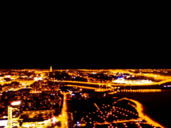 Elmosódott Háttér Légi Éjszakai Kilátás Egy Nagy Város Városképet Gazdagító — Stock Fotó