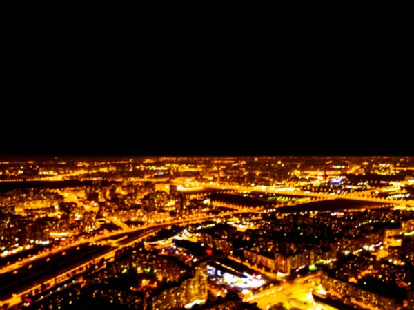 Bulanık Arka Plan Büyük Bir Kenti Hava Gece Soyut Cityscape — Stok fotoğraf