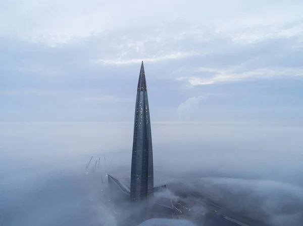 Sint Petersburg Rusland September 2018 Luchtfoto Van Multifunctionele Centrum Lahta — Stockfoto