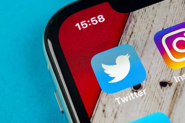 Sankt Petersburg Oroszország Szeptember 2018 Ban Twitter Alkalmazás Ikonjára Apple — Stock Fotó