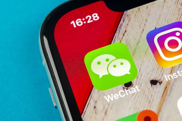 Sankt Petersburg Russia September 2018 Wechat Messenger Application Icon Apple — Stock Photo, Image