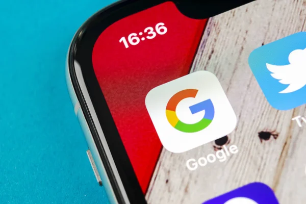 Sankt Petersburg Rússia Setembro 2018 Ícone Aplicativo Pesquisa Google Apple — Fotografia de Stock