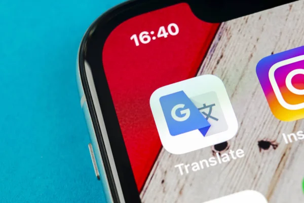 Sankt Petersburg Rússia Setembro 2018 Google Translate Application Icon Apple — Fotografia de Stock