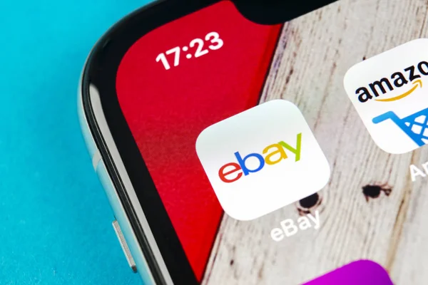 サンクト ペテルブルク ロシア 2018 Ebay アプリケーション アイコンにアップル Iphone 画面クローズ アップ — ストック写真