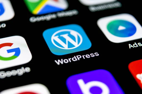 Sankt Petersburg Rusia September 2018 Ikon Aplikasi Wordpress Pada Layar — Stok Foto