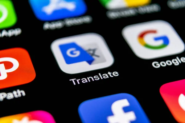 Sankt Petersburg Federacja Rosyjska Września 2018 Google Translate Ikonę Aplikacji — Zdjęcie stockowe