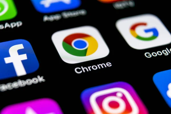 Sankt Petersburg Rusia Septiembre 2018 Google Chrome Icono Aplicación Apple — Foto de Stock