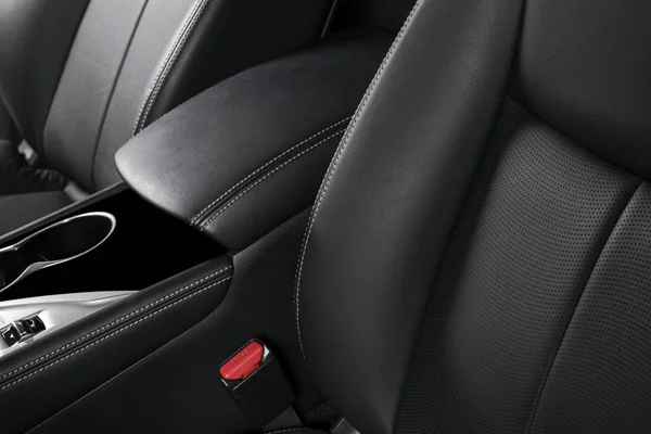 Moderne Luxe Auto Zwart Lederen Interieur Onderdeel Van Leder Autostoel — Stockfoto