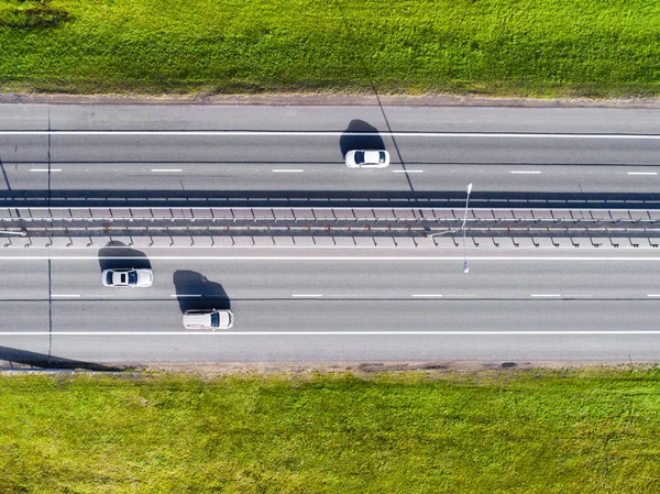 Vista Aerea Dell Autostrada Città Auto Che Attraversano Cavalcavia Scambio — Foto Stock