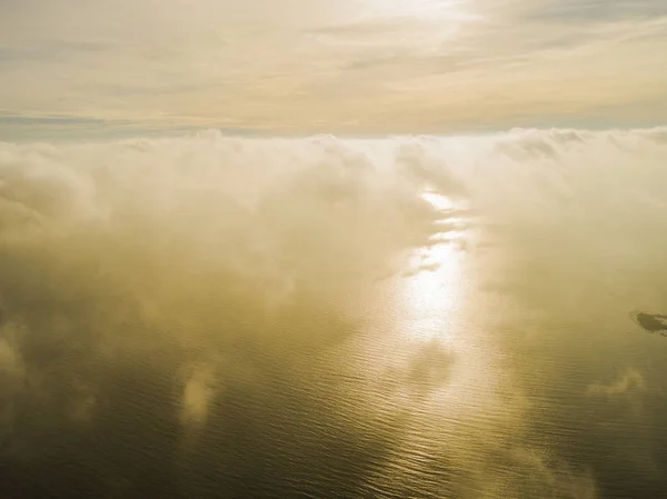 Flygfoto Vita Moln Blå Himmel Ovanifrån Visa Från Drone Aerial — Stockfoto