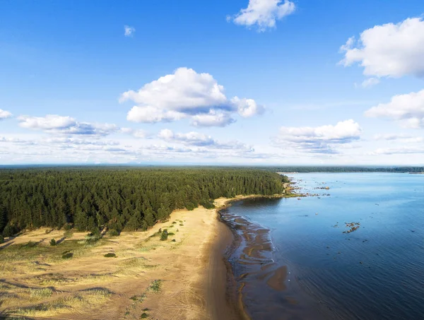 Aerial View Seashore Beach Lagoons Coastline Sand Water Landscape Aerial — Stock Photo, Image