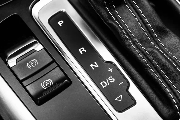 Automatic Gear Stick Modern Car Maodern Car Interior Details Close — Stock Photo, Image
