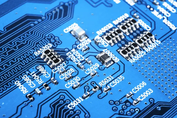 Macro Opname Van Een Schakelbord Met Weerstanden Microchips Elektronische Componenten — Stockfoto