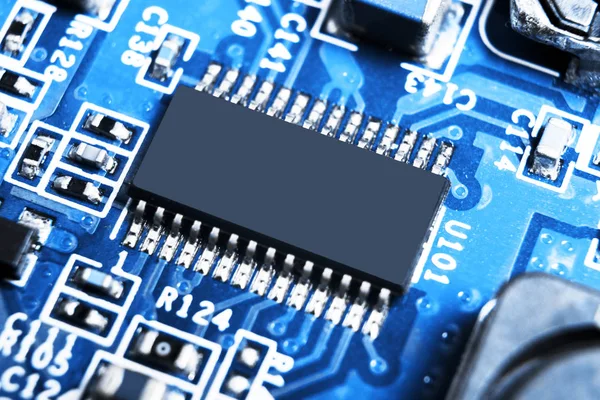 Macro Opname Van Een Schakelbord Met Weerstanden Microchips Elektronische Componenten — Stockfoto