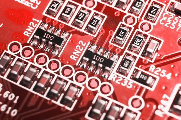 Πυροβολισμό Μακρο Ενός Circuitboard Αντιστάσεις Μικροτσίπ Και Ηλεκτρονικών Εξαρτημάτων Τεχνολογία — Φωτογραφία Αρχείου