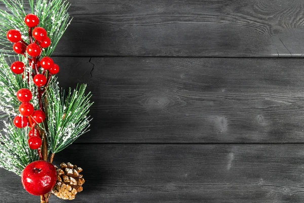 Concetto Natalizio Abete Natale Con Decorazione Tavola Rustica Vintage Rami — Foto Stock