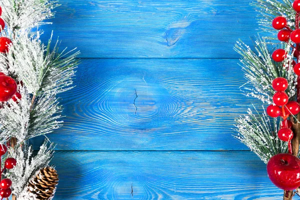 Christmas Concept Christmas Fir Tree Decoration Rustic Vintage Board Pine — Stock Photo, Image