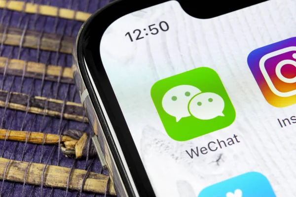 Sankt Petersburg Russia December 2018 Wechat Messenger Application Icon Apple — Stock Photo, Image