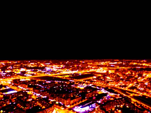 Streszczenie Tło Rozmazane Antenowe Nocny Widok Wielkiego Miasta Gród Panorama — Zdjęcie stockowe