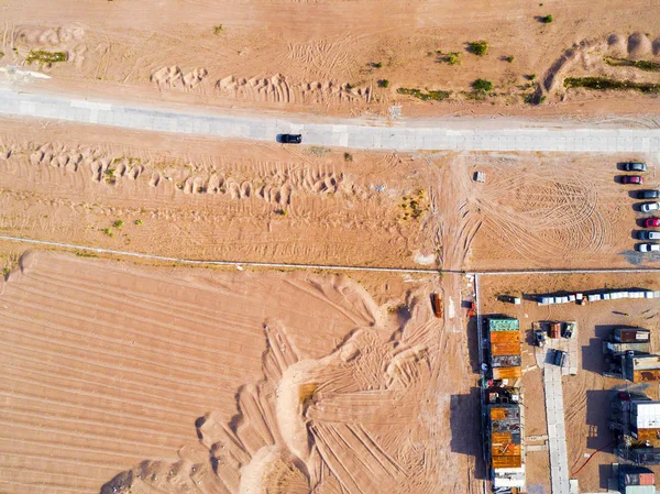 Vista Aérea Estrada Com Carro Vista Aérea Uma Estrada Rural — Fotografia de Stock