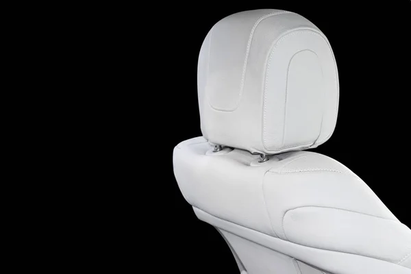 Interior Couro Branco Carro Moderno Luxo Couro Assentos Brancos Confortáveis — Fotografia de Stock