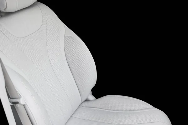 Białe Skórzane Wnętrze Luksus Nowoczesny Samochód Skórzane Wygodne Fotele Białe — Zdjęcie stockowe
