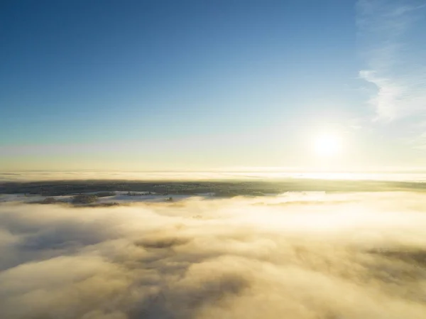 Хмари Повітряного Вигляду Над Лісом Під Час Зими Вид Повітря — стокове фото