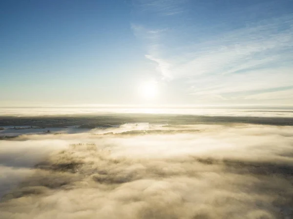 Хмари Повітряного Вигляду Над Лісом Під Час Зими Вид Повітря — стокове фото