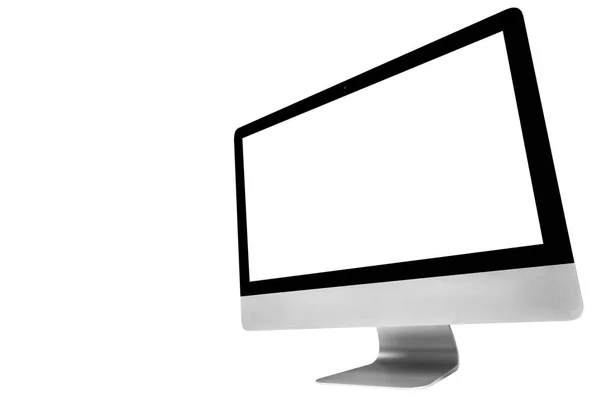 笔记本电脑 与空白屏幕模拟孤立在白色背景上 笔记本电脑隔离屏幕 电脑白色屏幕与复制空间 文本的空空间 隔离的白色屏幕 — 图库照片