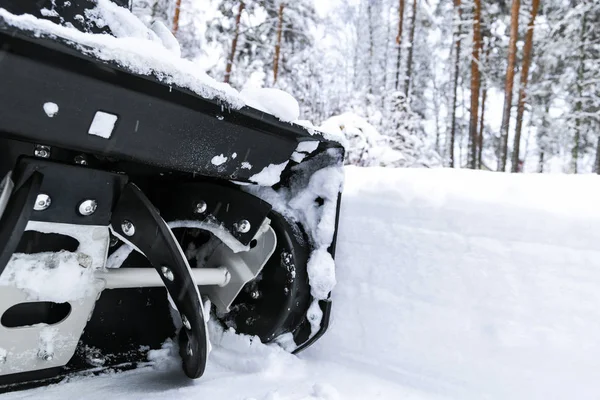 Egy Téli Napon Munkahelyi Snowblower Eltávolítása Után Havazás Hóvihar Tisztás — Stock Fotó