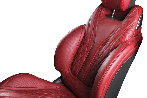 Rött Läder Lyx Moderna Bilens Interiör Perforerade Rött Läder Bekväma — Stockfoto