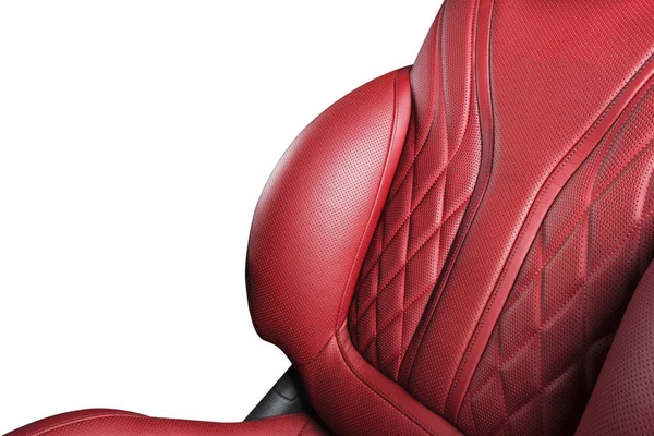 Interior Cuero Rojo Del Coche Moderno Lujo Cuero Rojo Perforado — Foto de Stock