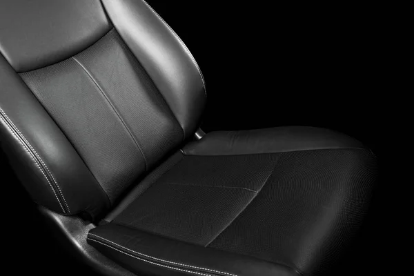Interior Couro Preto Carro Moderno Luxo Couro Perfurado Assentos Confortáveis — Fotografia de Stock