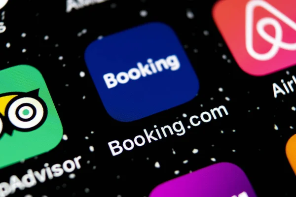 Sankt Petersburg Russland Februar 2019 Booking Com Applikationssymbol Auf Apple — Stockfoto