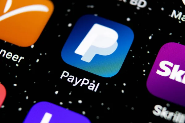 Sankt Petersburg Rusia Febrero 2019 Icono Aplicación Paypal Primer Plano — Foto de Stock