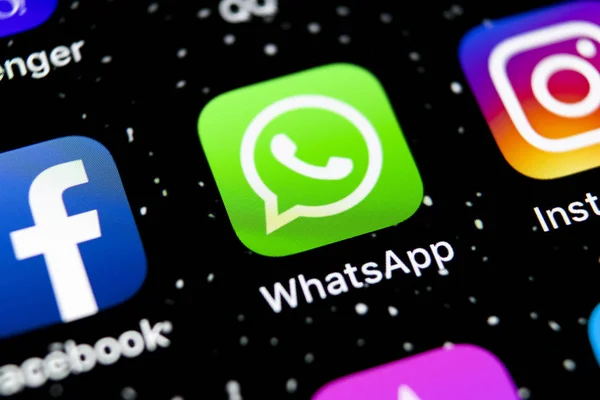 Sankt Petersburg Rússia Fevereiro 2019 Ícone Aplicativo Whatsapp Messenger Apple — Fotografia de Stock