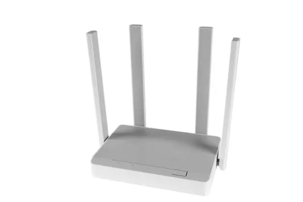 Bezdrátový Router Izolovaných Bílém Pozadí Návrh Technologie Wifi Bílý Bezdrátový — Stock fotografie