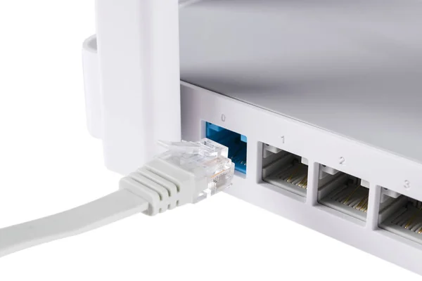 Roteador Sem Fio Isolado Fundo Branco Conceito Tecnologia Wifi Roteador — Fotografia de Stock