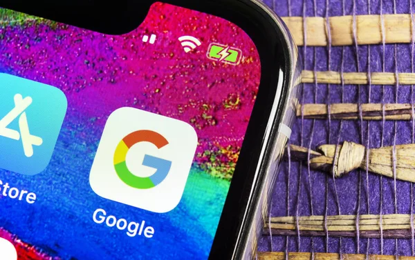 Sankt Petersburg Rusya Şubat 2019 Google Arama Uygulama Simgesi Apple — Stok fotoğraf