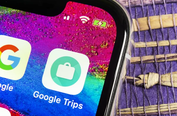 Sankt Petersburg Rússia Fevereiro 2019 Ícone Aplicativo Google Trips Apple — Fotografia de Stock