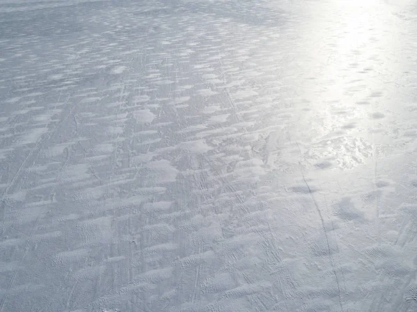 冰封湖面的鸟图。空中雪的样式在日 — 图库照片