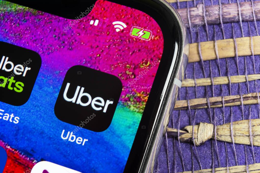 Helsinki, Finland, February 17, 2019: Visa application icon on Apple iPhone X screen close-up. Visa app icon. Visa online application. Social media app