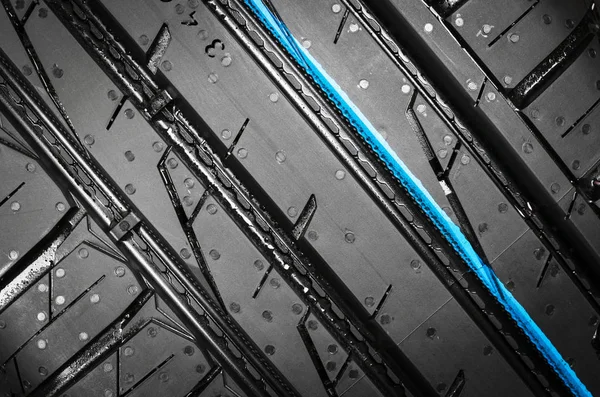 Car tire isolated on black background. Tire stack. Car tyre protector close up. Black rubber tire. Brand new car tires. Close up black tyre profile.