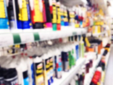 Soyut bulanık süpermarket mağaza ve buzdolabı mağaza. İç alışveriş merkezi defocused arka plan. İş yemeği. Bokeh ışık arka plan. Bulanıklık süpermarket. İçecek bölgesi konsepti