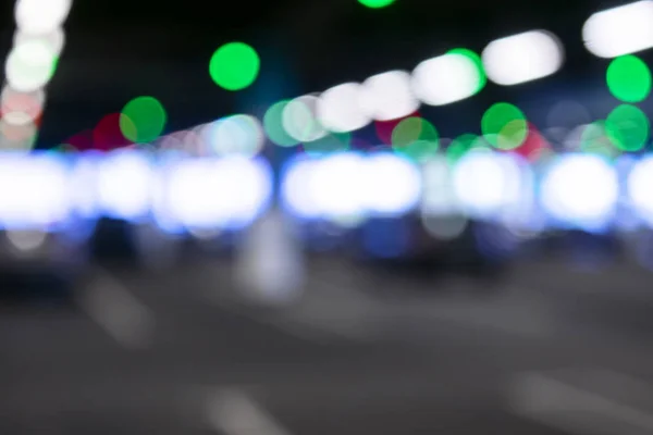 Blurred Cars Car Parking Lot Shopping Mall Bokeh Lights Background — Stock Photo, Image