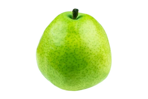 白を基調とした新鮮な緑の梨 緑色の梨は白い背景に隔離されています 完璧な新鮮な果物が閉じます 健康食品のコンセプト — ストック写真