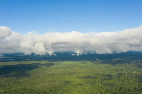 Aerial View Clouds Forest View Drone Aerial Top View Cloudscape — Stock Photo, Image