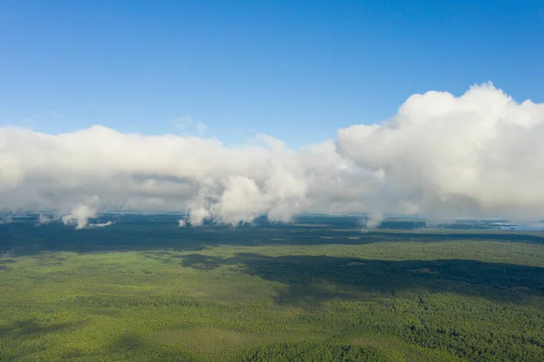 Aerial View Clouds Forest View Drone Aerial Top View Cloudscape — Stock Photo, Image