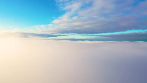 Légi Rálátás Felhőkből Égre Mozgásban Légi Kilátás Fehér Felhők Kék — Stock videók